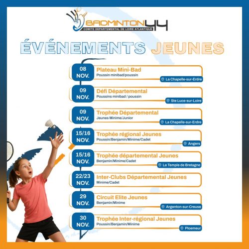 Evénements des jeunes à venir novembre